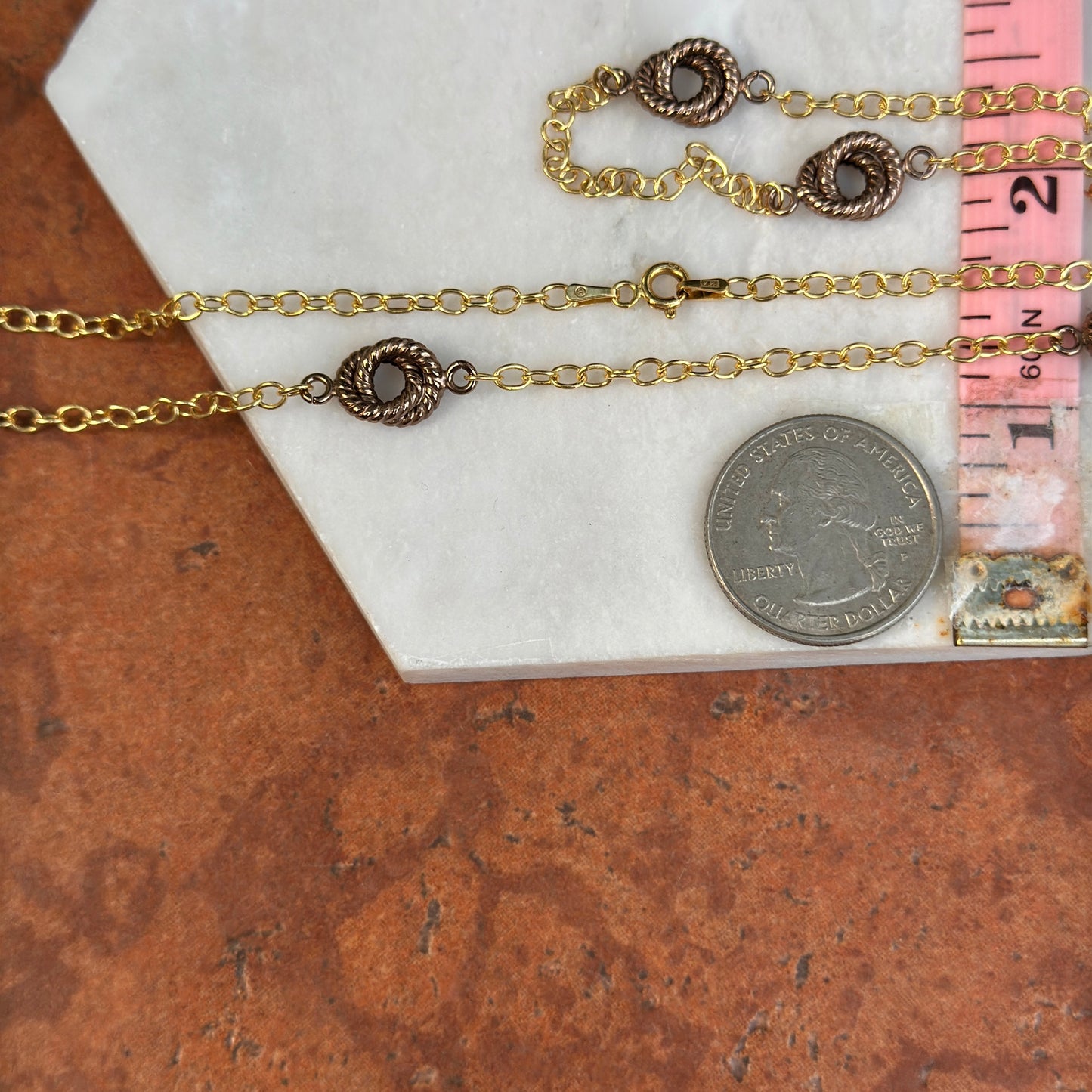 Estate 14KT Yellow Gold + Chocolate Link Necklace Chain 24"