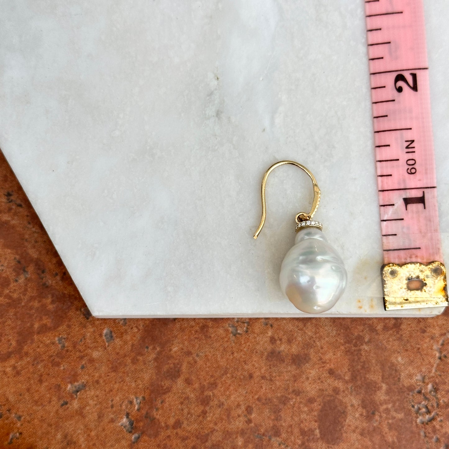 14KT Yellow Gold & Paspaley Pearl Shepard Hook Diamond Earrings