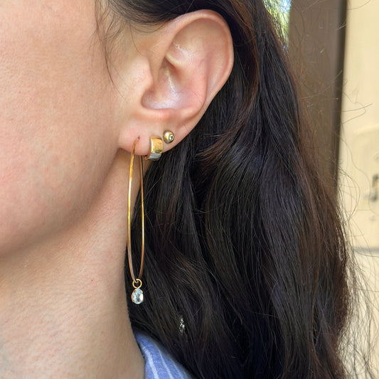 Estate 14KT Yellow Gold Pear Blue Topaz Earring Charms