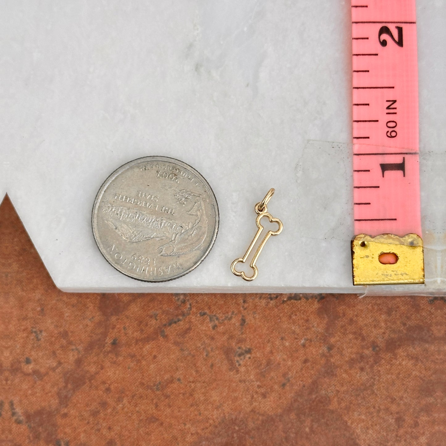14KT Yellow Gold Dog Bone Outline Pendant Charm