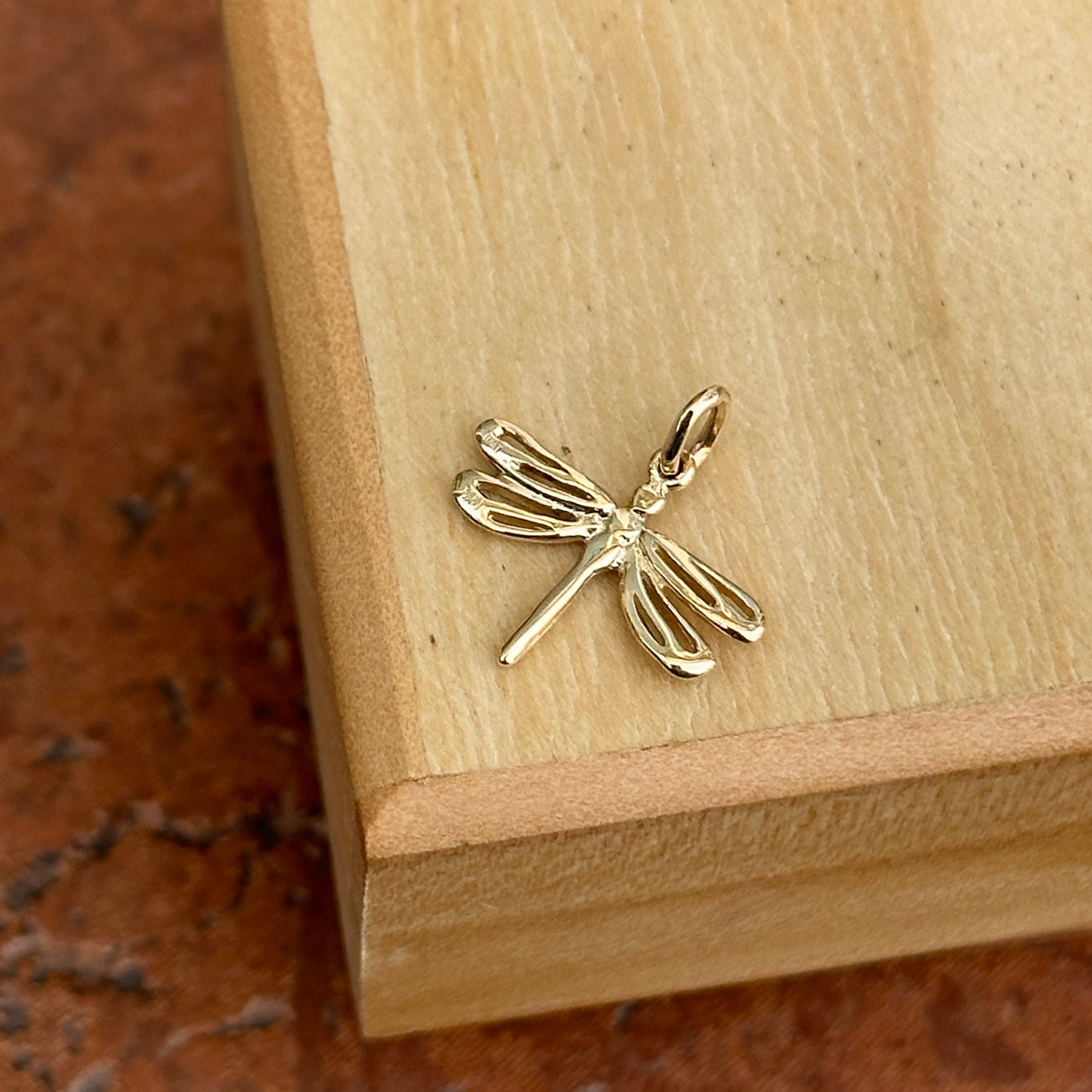 14KT Yellow Gold Dragonfly Pendant Charm