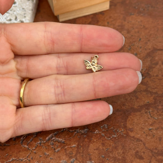 14KT Yellow Gold 2D Praying Hands Cherub Pendant Charm