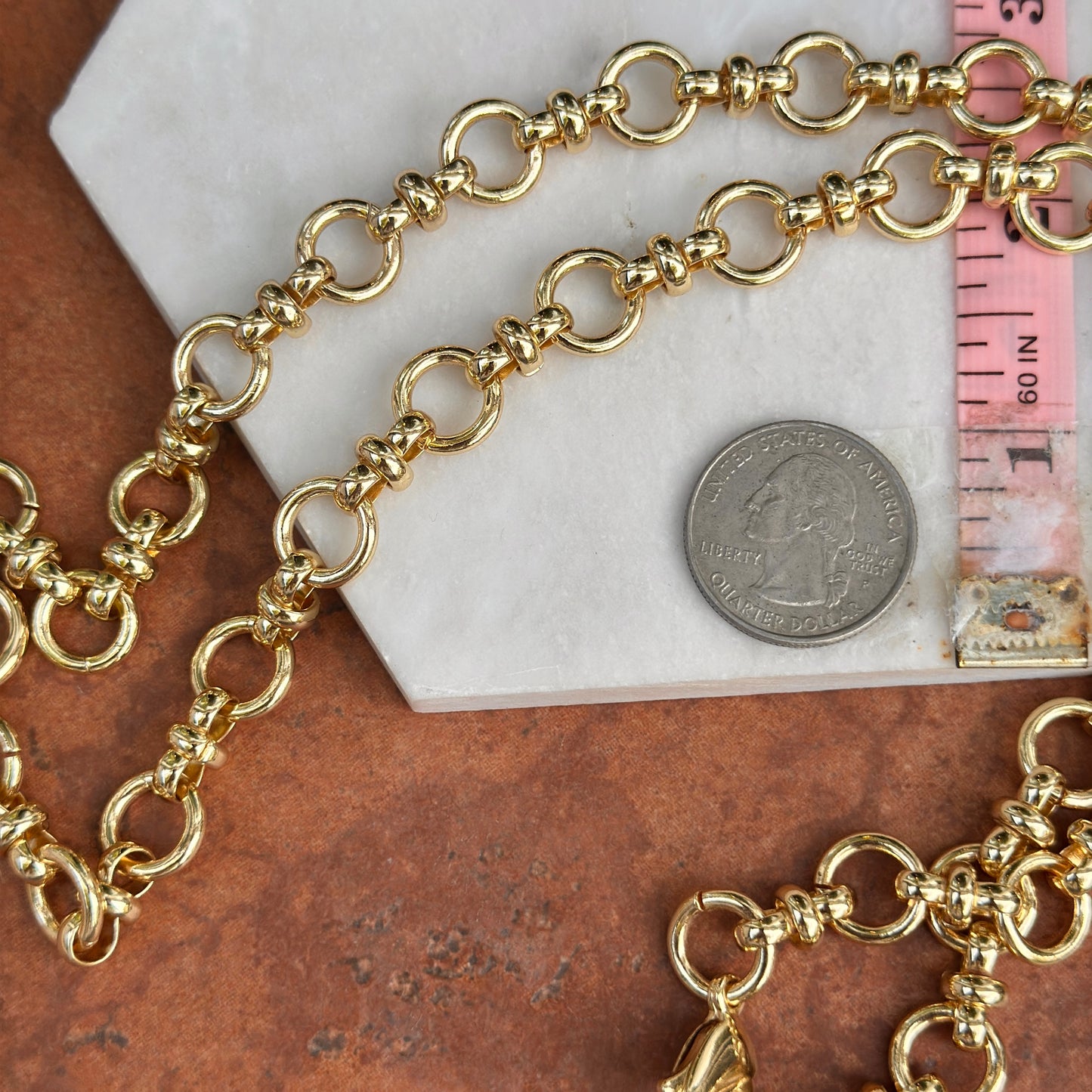 Gold-Plated Large Link Cubic Zirconia Enhancer Adjustable Necklace 30.5"