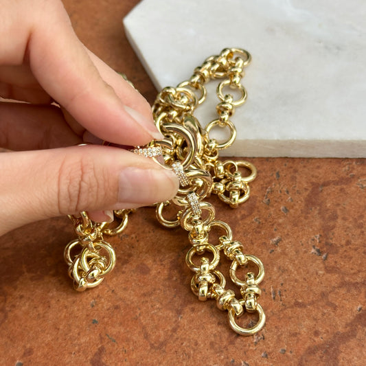 Gold-Plated Large Link Cubic Zirconia Enhancer Adjustable Necklace 30.5"