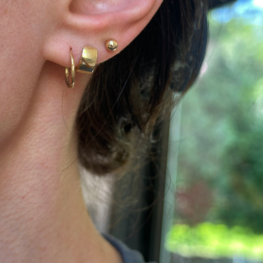 14KT Yellow Gold Endless Diamond-Cut Hoop Earrings 12mm