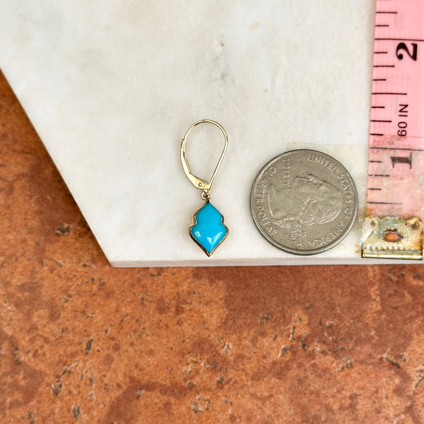 14KT Yellow Gold Kabana Turquoise Dangle Drop Earrings