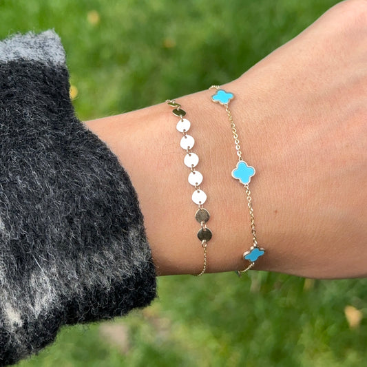 14KT Yellow Gold Mirror Discs Chain Bracelet