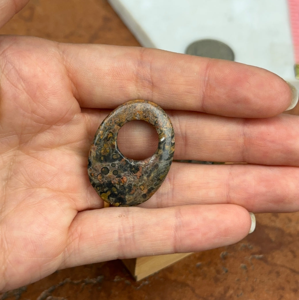 Estate Leopard Agate Oval Earring Charms