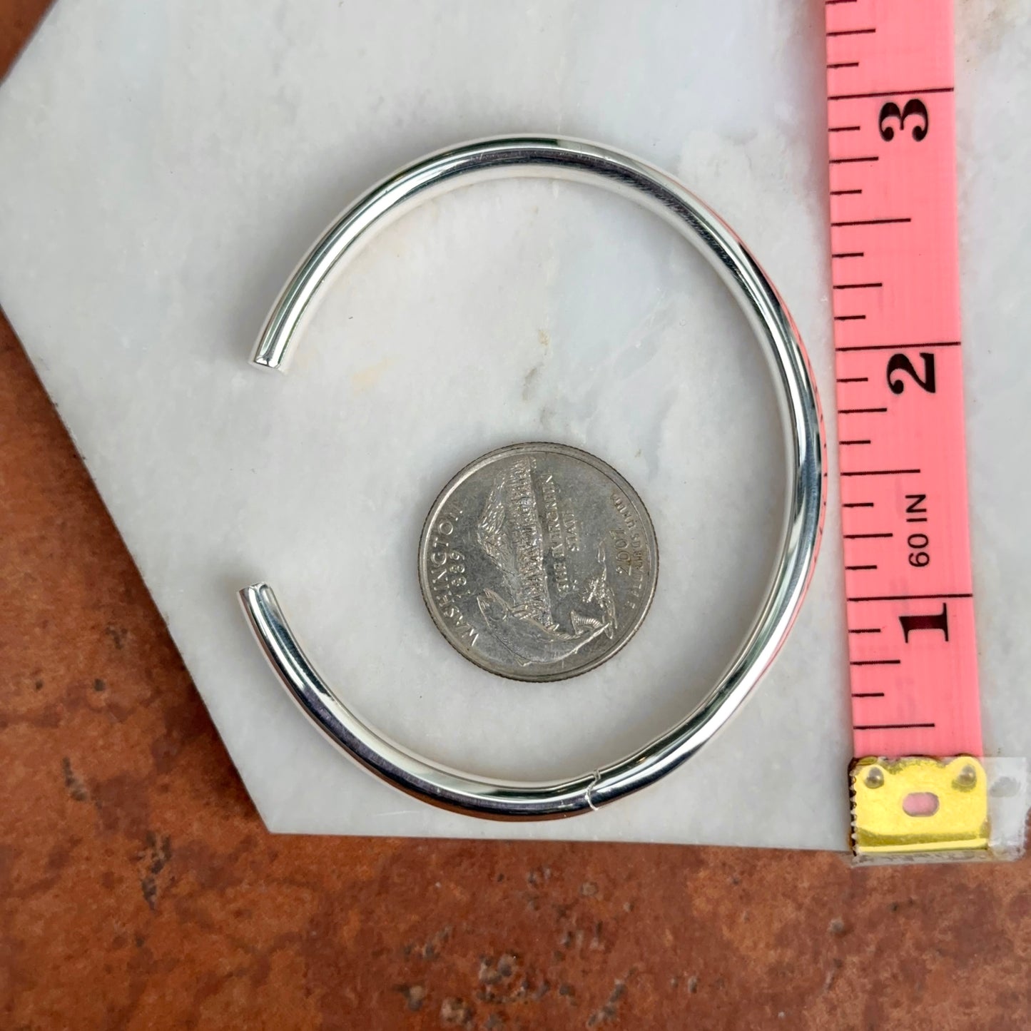 Sterling Silver Rounded 6mm Tube Hinged Bangle Bracelet