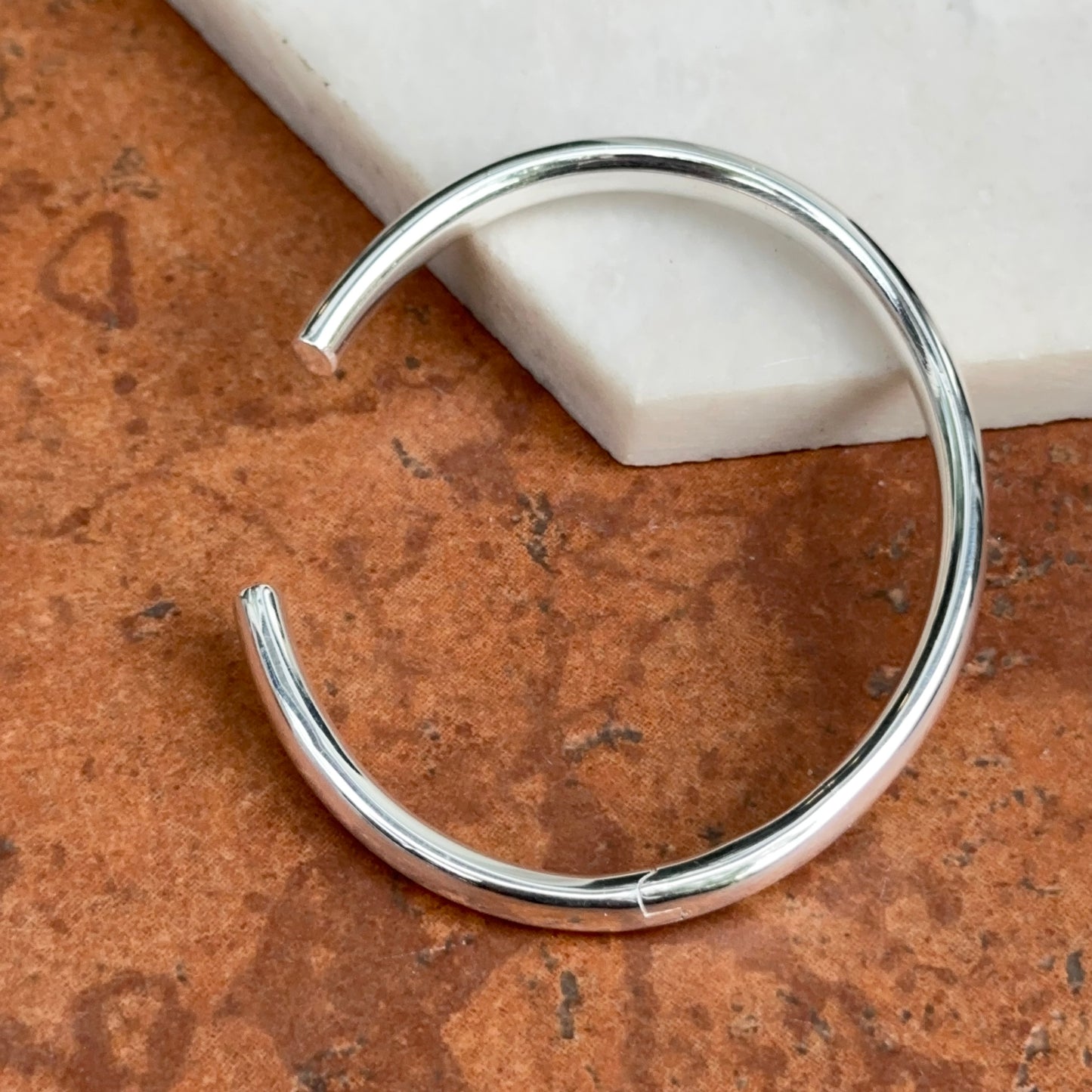 Sterling Silver Rounded 6mm Tube Hinged Bangle Bracelet