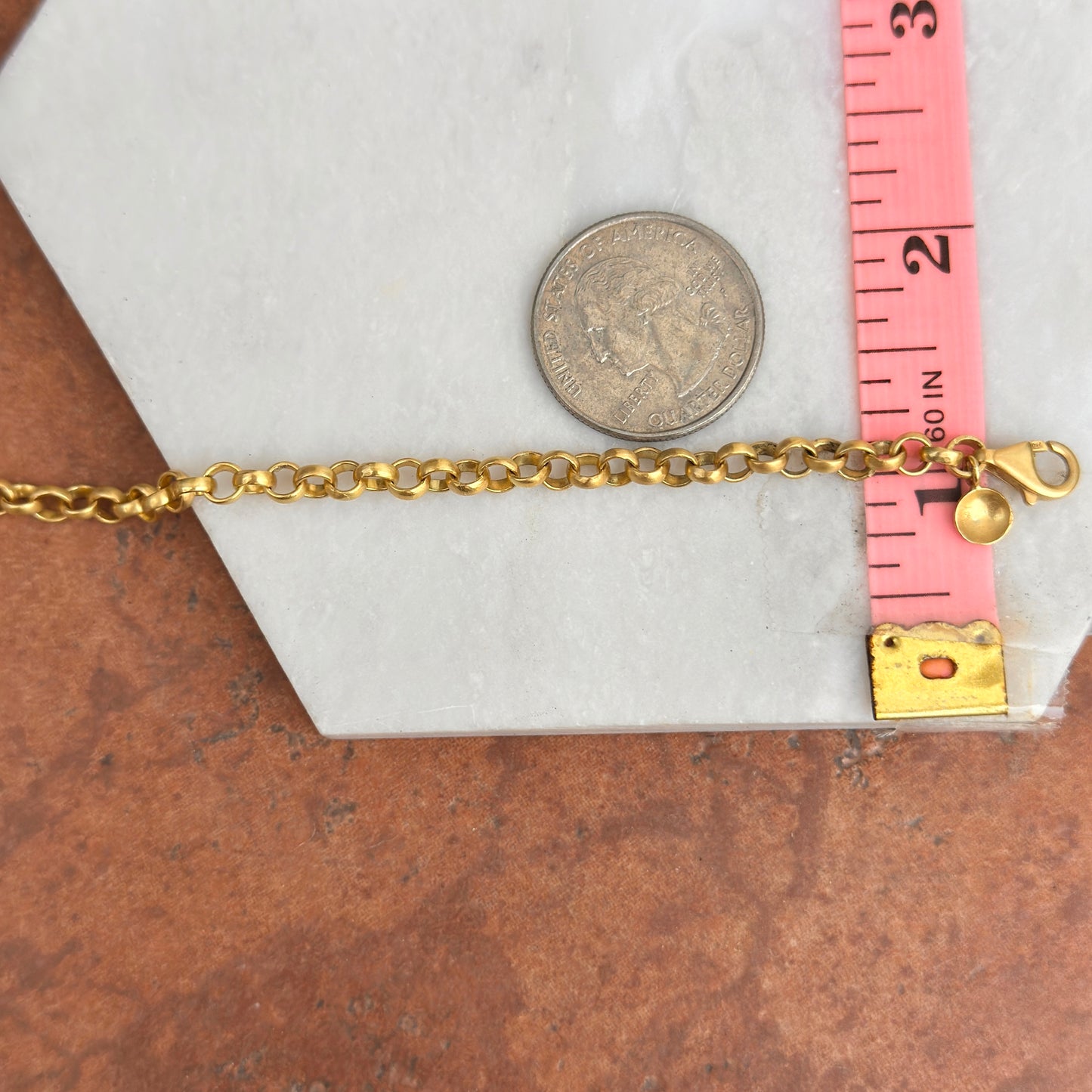 18KT Yellow Gold Matte Solid Rolo 4.8mm Chain Bracelet