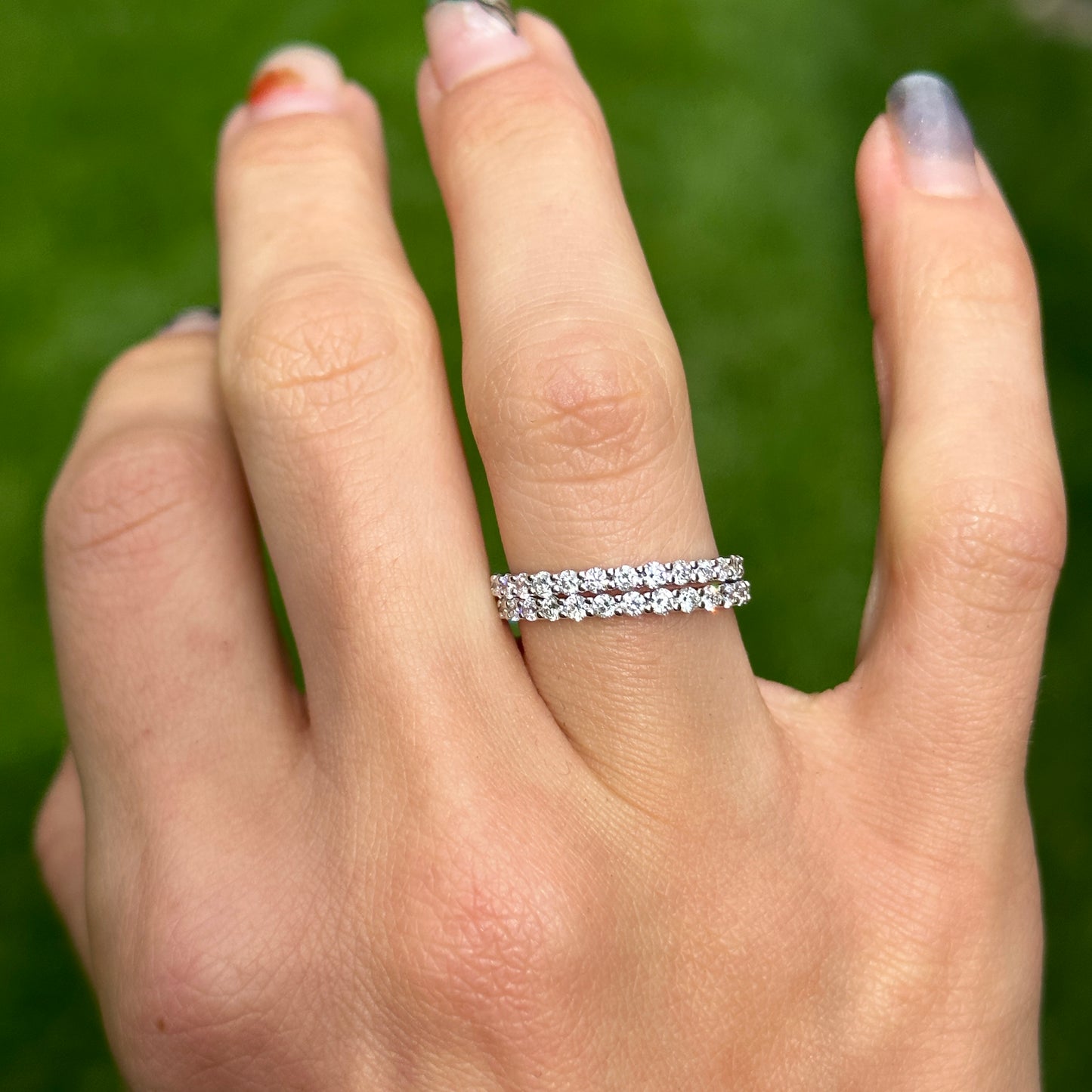 14KT White Gold 3/4 CT Lab-Created Round Diamond Eternity Band Ring