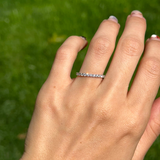 14KT White Gold 3/4 CT Lab-Created Round Diamond Eternity Band Ring