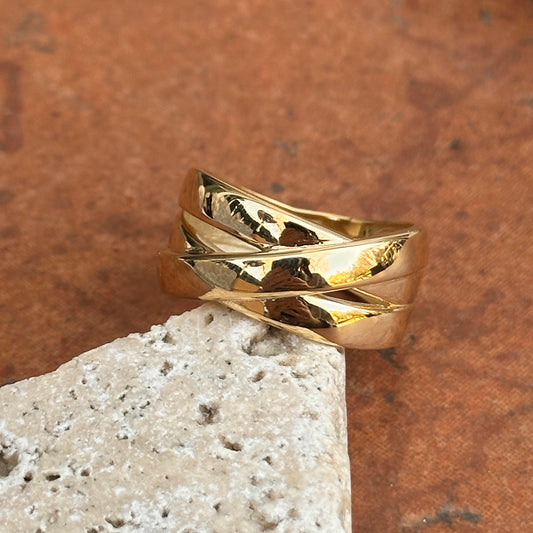 14KT Yellow Gold Criss-Cross Wide Band Ring