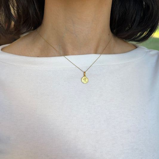 14KT Yellow Gold St John the Baptist Matte Medal Pendant Charm 10mm