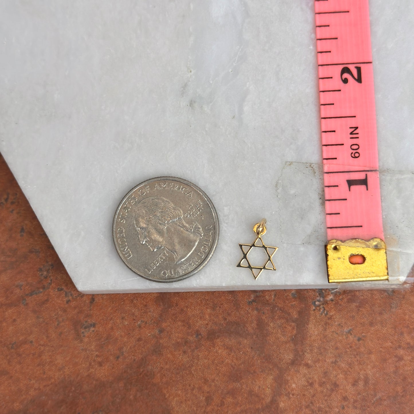 14KT Yellow Gold Flat Star of David Pendant Charm 10mm