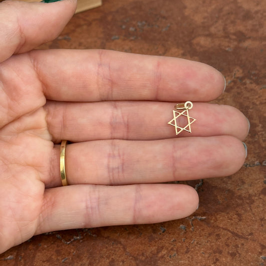 14KT Yellow Gold Flat Star of David Pendant Charm 10mm