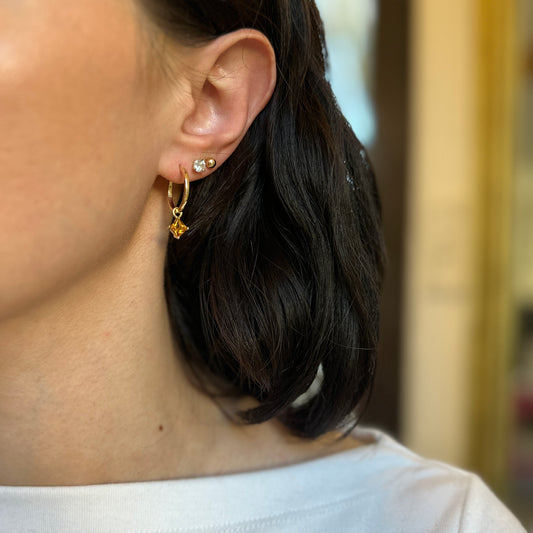 18KT Yellow Gold Square Citrine Earring Charms - LSJ