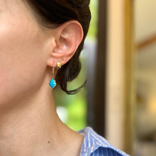 14KT Yellow Gold Kabana Turquoise Dangle Drop Earrings