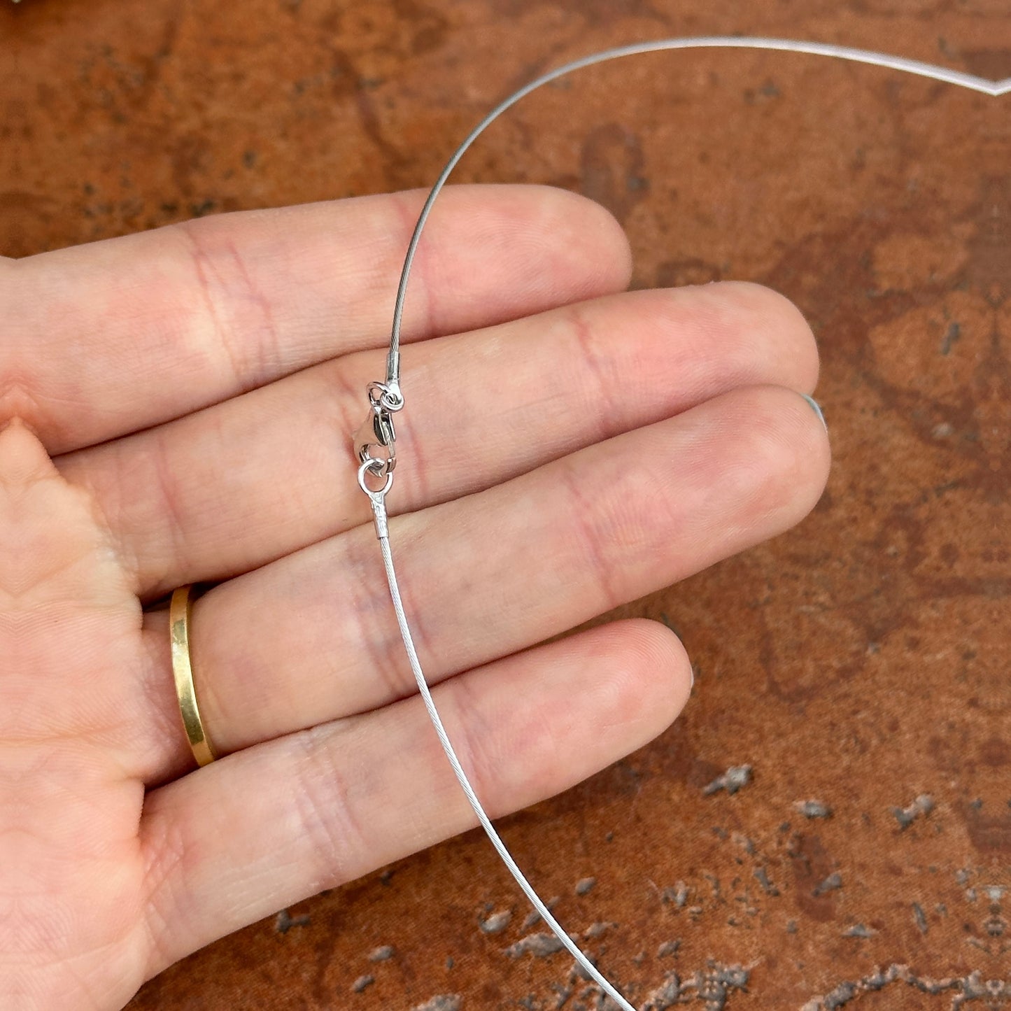 14KT White Gold Cable Neck Wire Collar Necklace .70mm