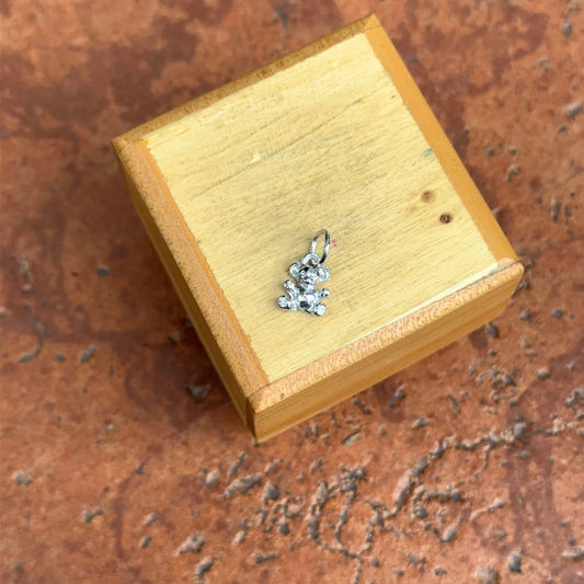 14KT White Gold Mini Teddy Bear Pendant Charm