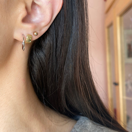 14KT White Gold Thin Hoop Earrings 15mm