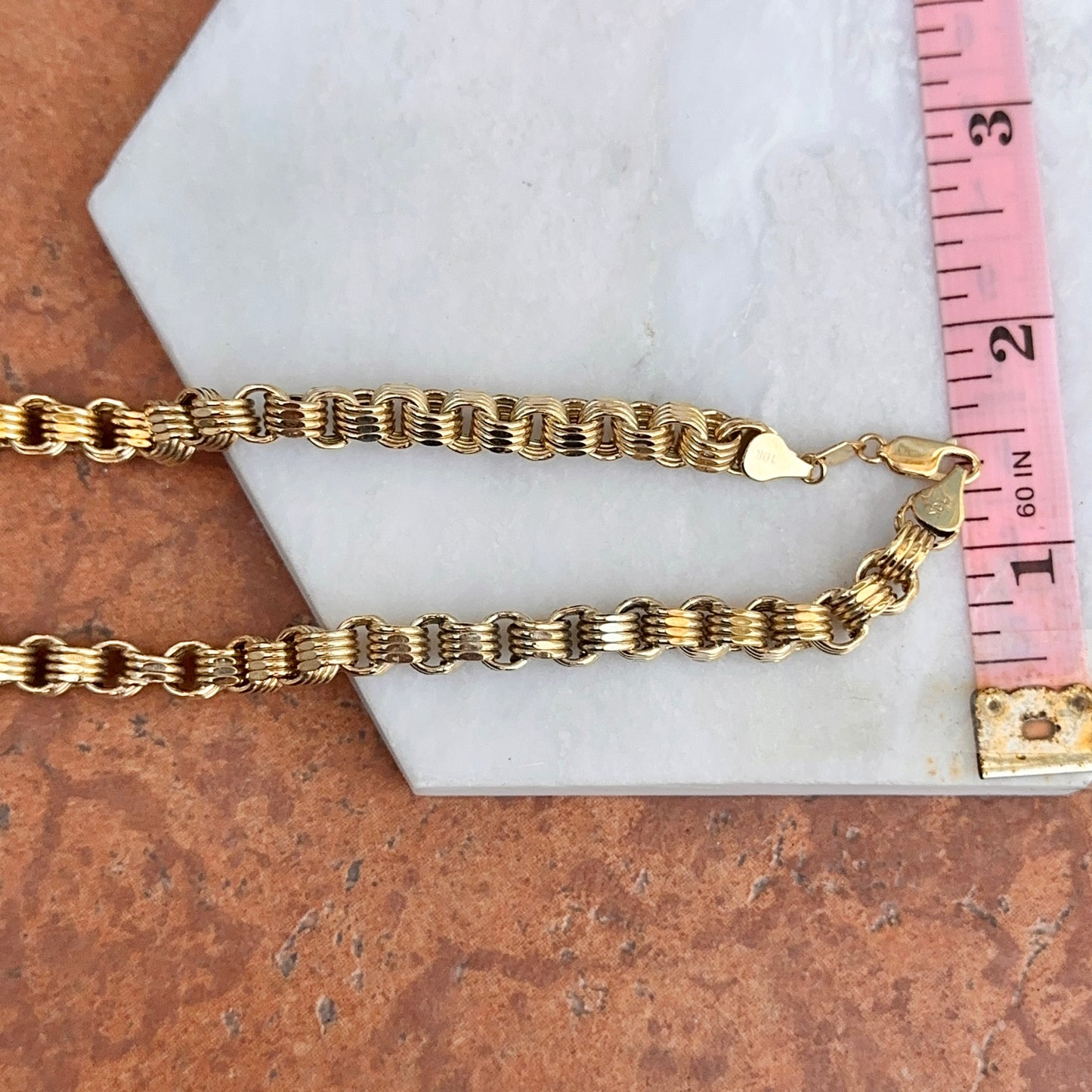 Estate 10KT Yellow Gold Multi-Links Rolo Chain Necklace