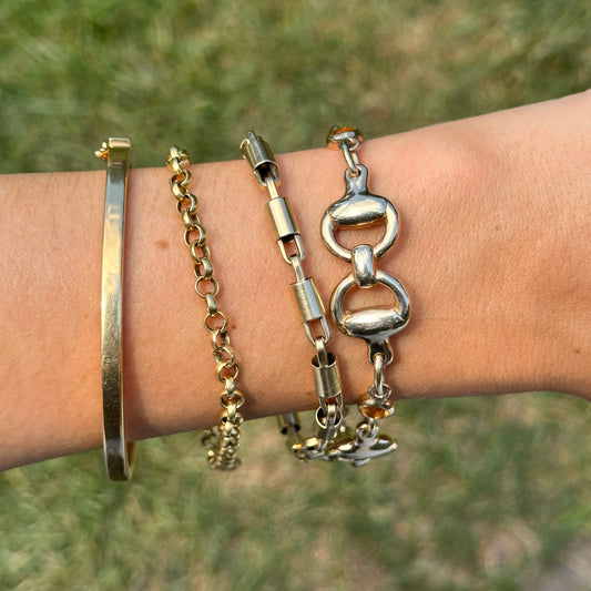 Estate Gold-Plated Silver Citrine Horse Bridle Link Bracelet