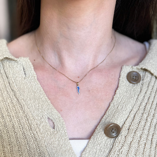 14KT Yellow Gold Blue Lapis Flat Mini Pendant Charm