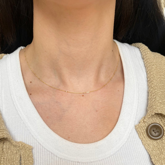 14KT Yellow Gold 1mm Flat Cable Chain Necklace