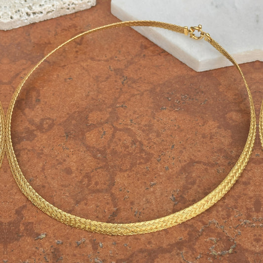 Estate 14KT Yellow Gold Weave Chain Collar Necklace