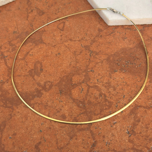 Estate 10KT Yellow Gold + White Gold Reversible Omega Collar Necklace
