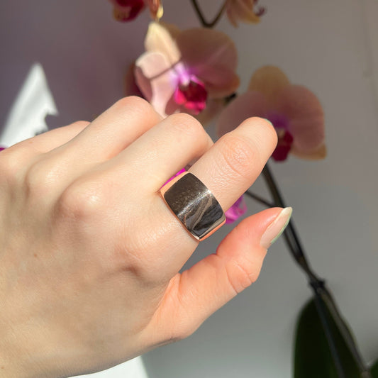 14KT Rose Gold 16mm Wide Polished Cigar Band Ring