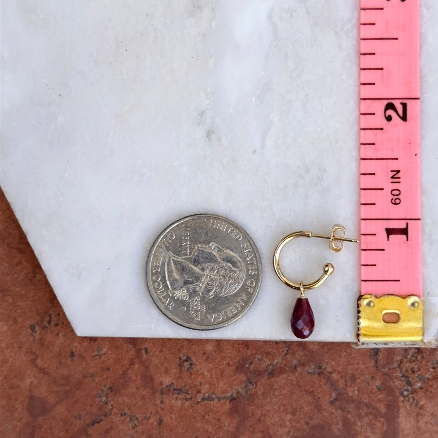 14KT Yellow Gold Teardrop Ruby Earring Charms - LSJ