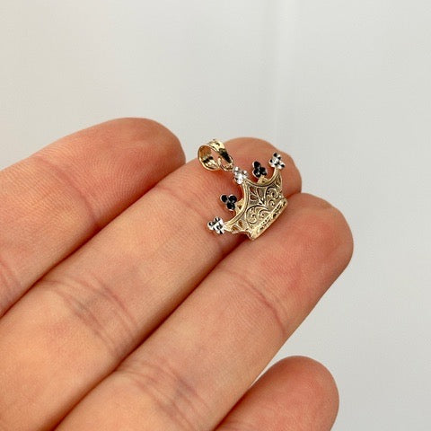 14KT Yellow Gold 2 Tone Crown Pendant Charm