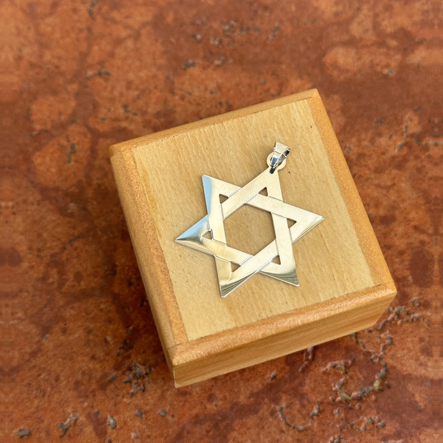 Sterling Silver Star of David Flat Large Pendant