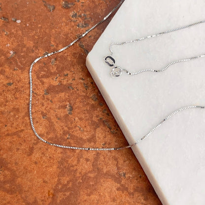 10KT White Gold .70mm Box Chain Necklace