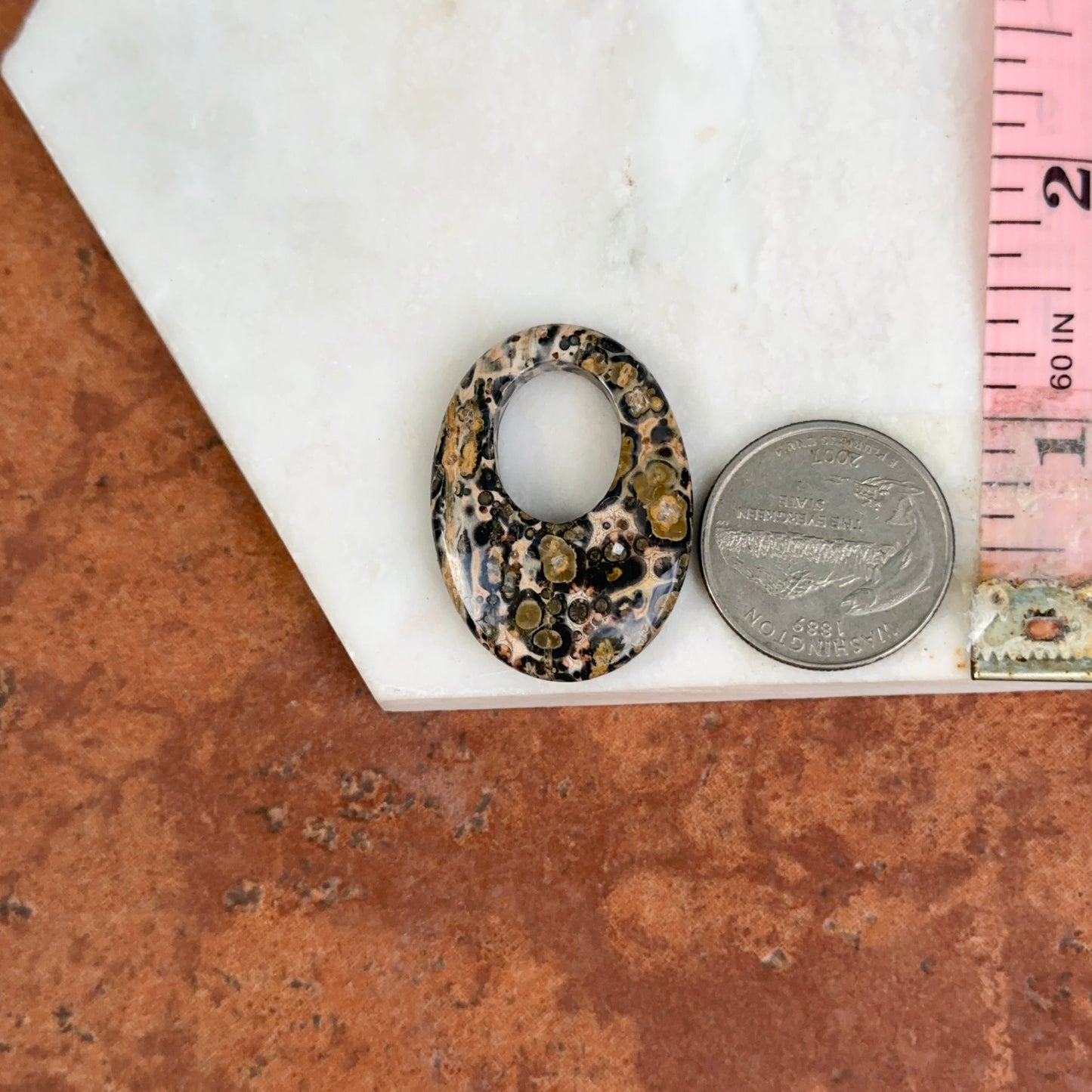 Estate Leopard Agate Oval Disc Pendant