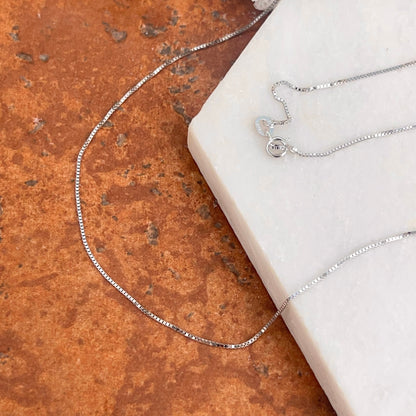 10KT White Gold .70mm Box Chain Necklace