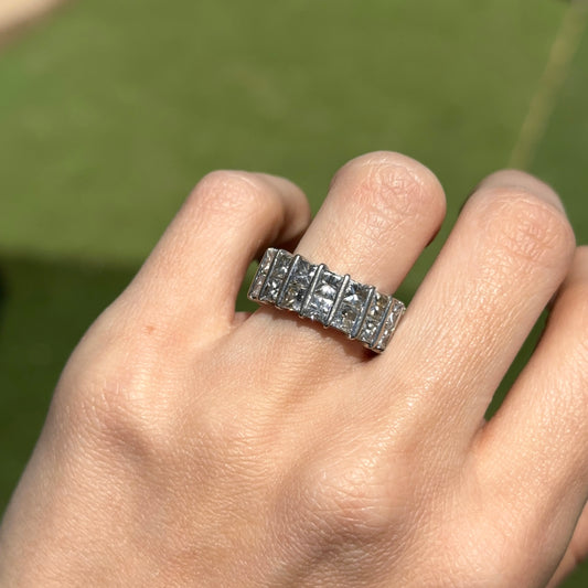 Platinum Princess-Cut 6 Carats Diamond Channel-Set Eternity Band Ring