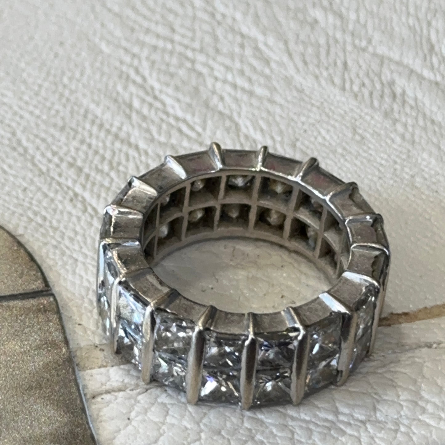 Platinum Princess-Cut 6 Carats Diamond Channel-Set Eternity Band Ring