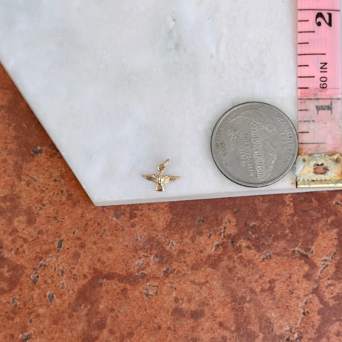 14KT Yellow Gold TINY Dove Pendant Charm 11mm x 8mm