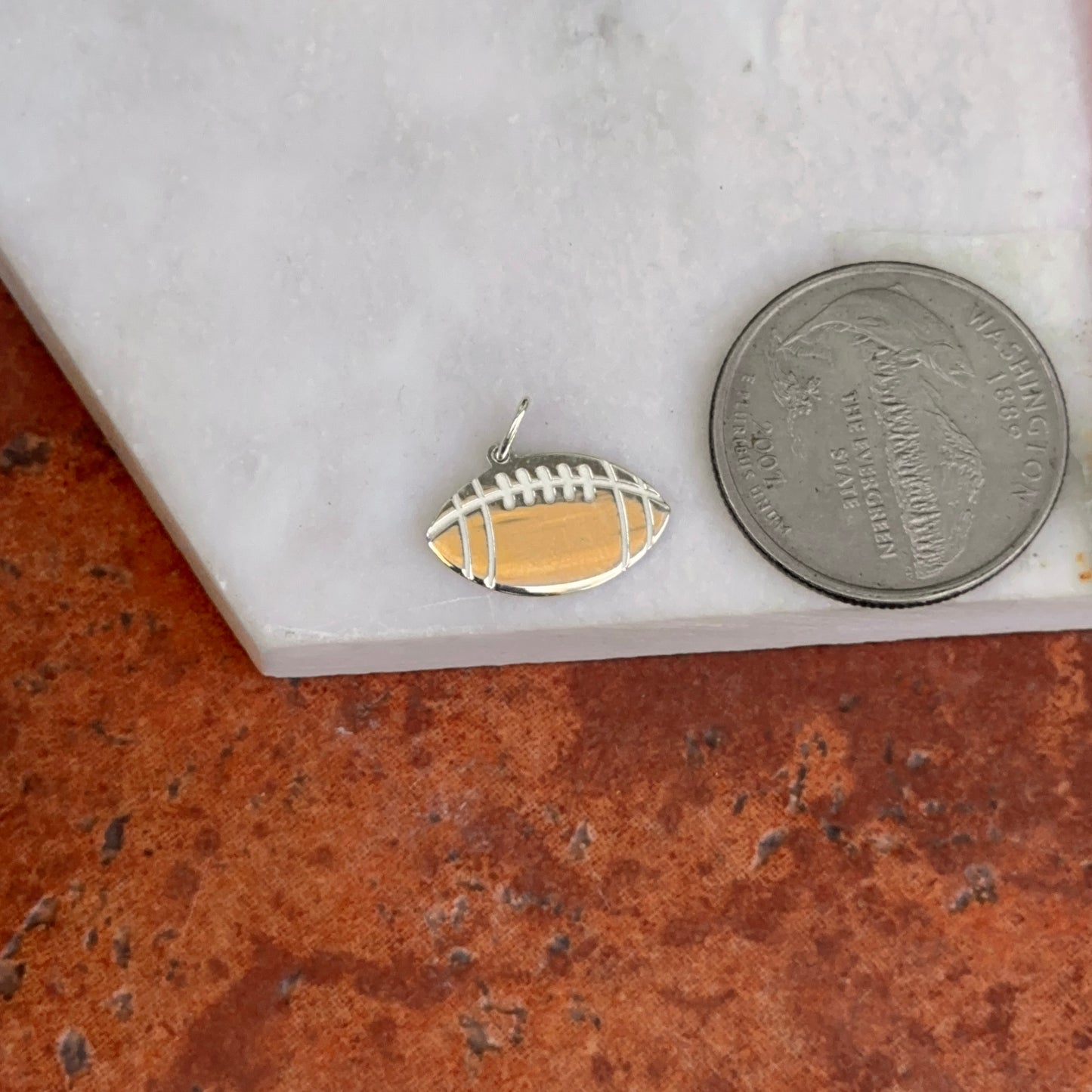 Sterling Silver Engravable Flat Football Medal Pendant Charm