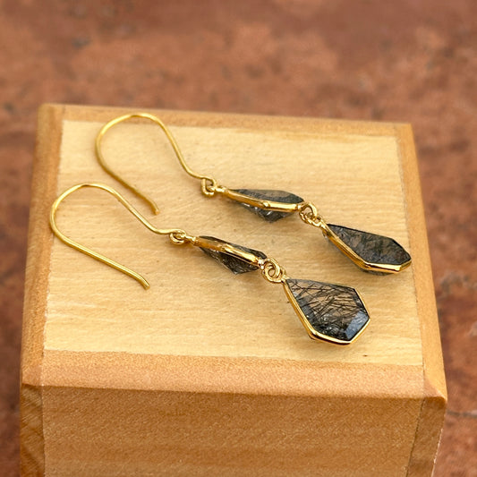 18KT Yellow Gold Quartz Dangle Earrings