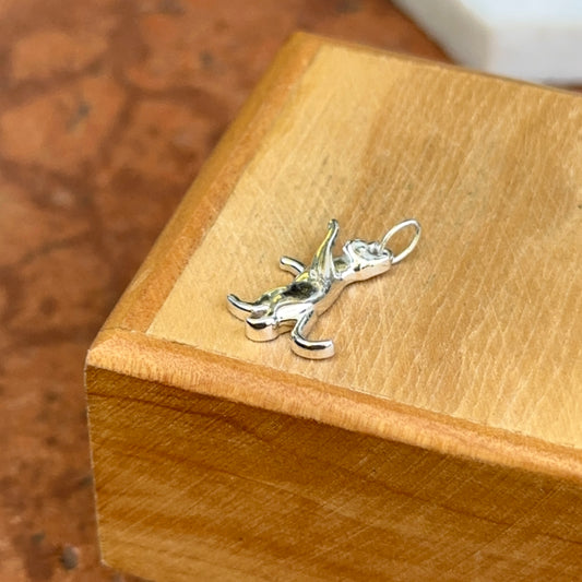 Sterling Silver Standing Cat Pendant Charm 3D