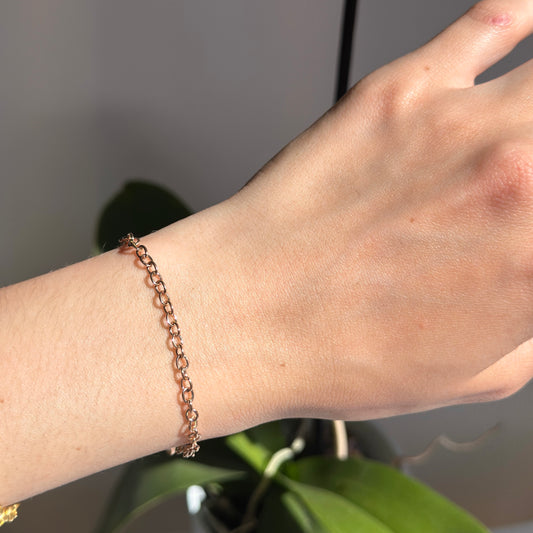 14KT Rose Gold Rolo 3.25mm Link Chain Bracelet