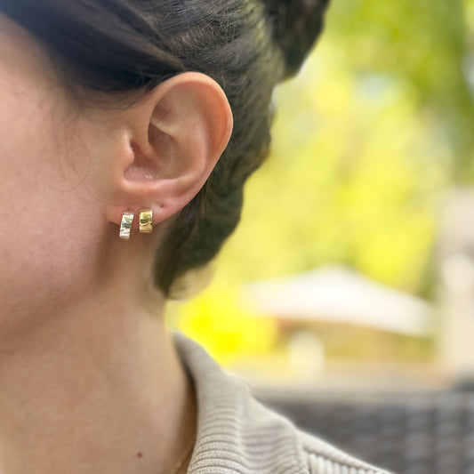 Sterling Silver High Polished Hinged Huggie Hoop Earrings 11.5mm