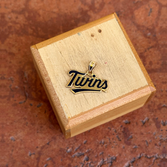 Yellow Gold-Plated Minnesota Twins Baseball Pendant Charm