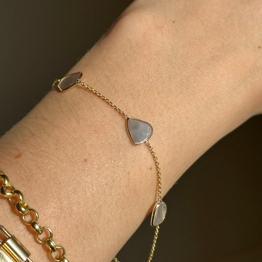 14KT Yellow Gold Station Diamond Slice Bracelet