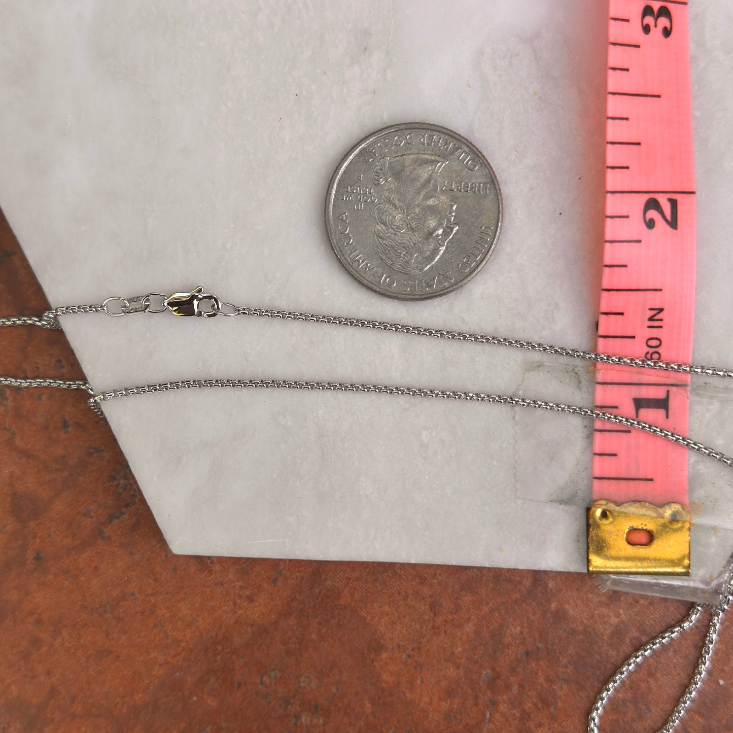 14KT White Gold 1.33mm Box Chain Link Necklace